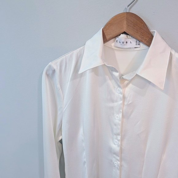 Club L London Crisp White Shirt Dress Size Large - Picture 2 of 7